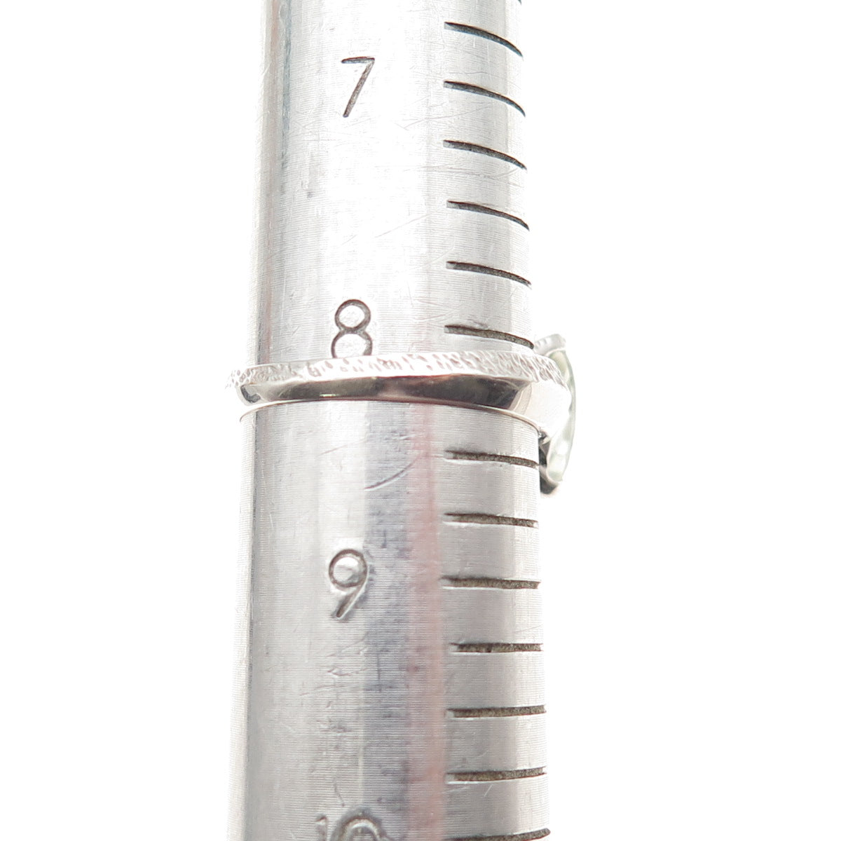 925 Sterling Silver Real Cushion-Cut Green Amethyst Modernist Ring Size 8.25