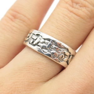 925 Sterling Silver Vintage Bell Trading Post Pebble Band Ring Size 7.5