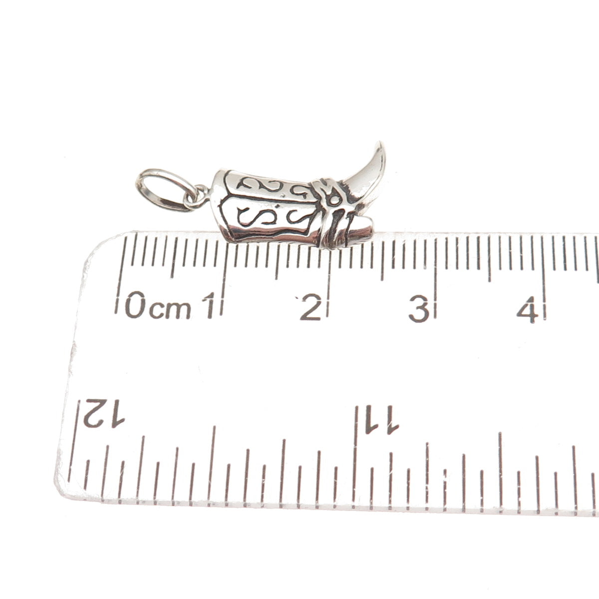925 Sterling Silver Vintage Cowboy Shoe Oxidized Charm Pendant