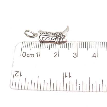 925 Sterling Silver Vintage Cowboy Shoe Oxidized Charm Pendant