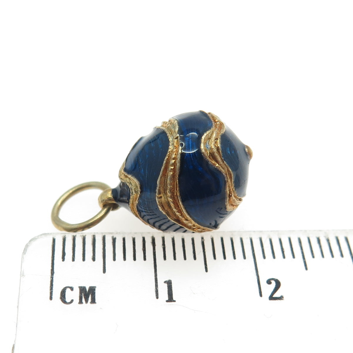 RAFKA Retired 925 Sterling Silver Vermeil Enamel Wavy Easter Egg Charm Pendant