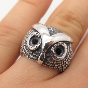 925 Sterling Silver Vintage Wise Owl Ring Size 7.5