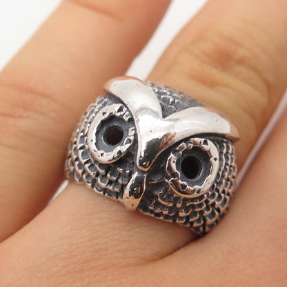 925 Sterling Silver Vintage Wise Owl Ring Size 7.5