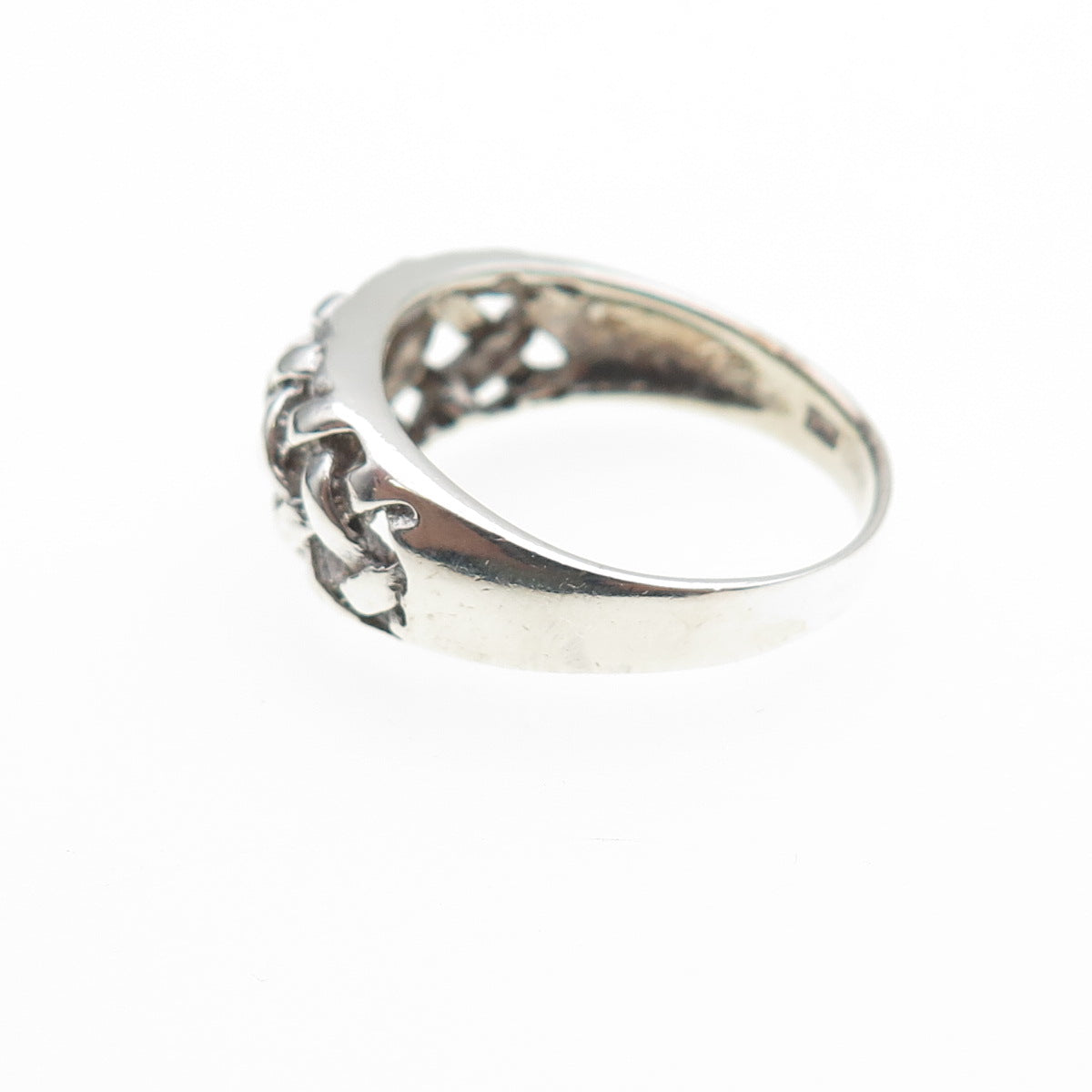 CHAPAL ZENRAY 925 Sterling Silver Vintage Woven Cage Oxidized Ring Size 7