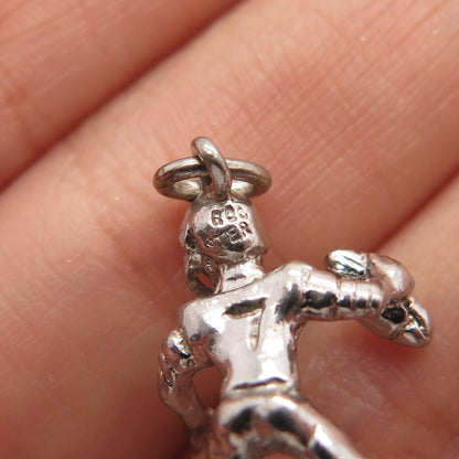 925 Sterling Silver Vintage Rugby Player Charm Pendant