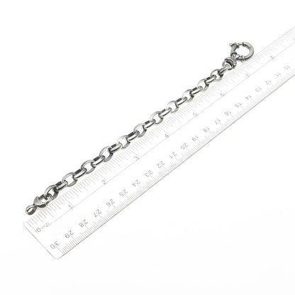 MILOR 925 Sterling Silver Vintage Italy Oval Link Oxidized Bracelet 7"