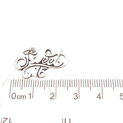 Sunwest 925 Sterling Silver Vintage Sweet 16 Oxidized Charm Pendant