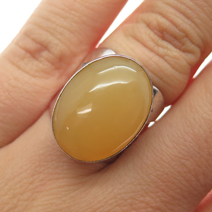 JAY KING Desert Rose Sterling Silver Vintage Real Yellow Chalcedony Ring Size 7