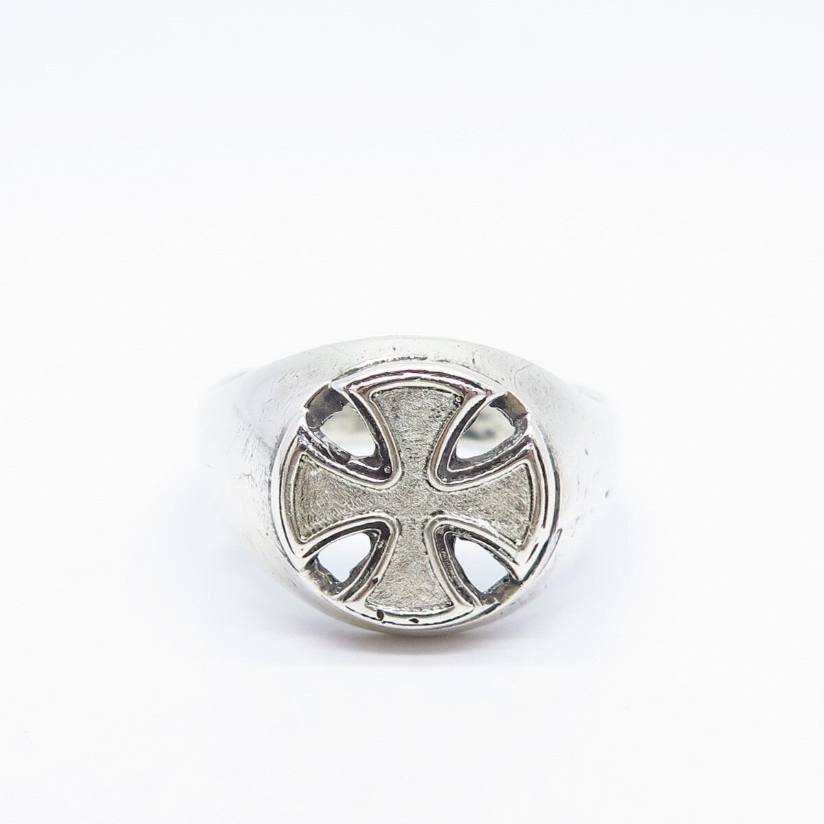 925 Sterling Silver Vintage Cross Domed Ring Size 12.75