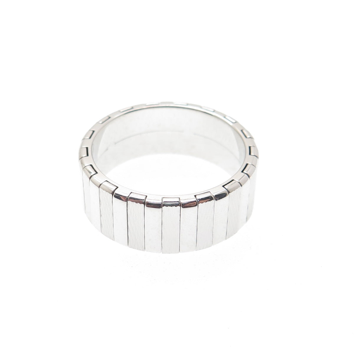 NEOS 925 Sterling Silver Textured Ribbed Band Ring Size 8.75
