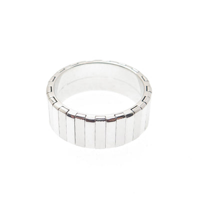 NEOS 925 Sterling Silver Textured Ribbed Band Ring Size 8.75