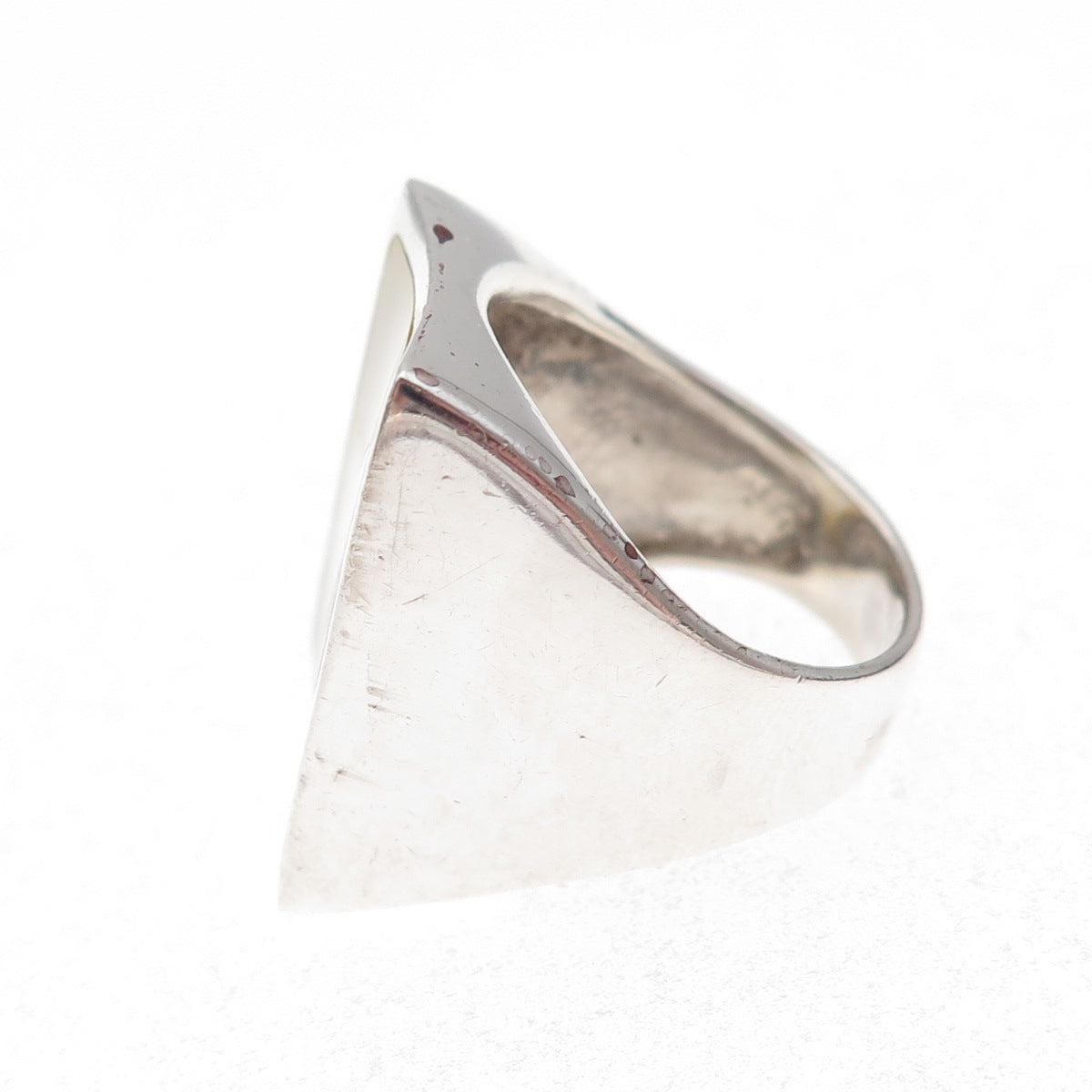 Collins 925 Sterling Silver Vintage Real MOP Modernist Oxidized Ring Size 6