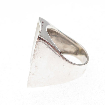Collins 925 Sterling Silver Vintage Real MOP Modernist Oxidized Ring Size 6