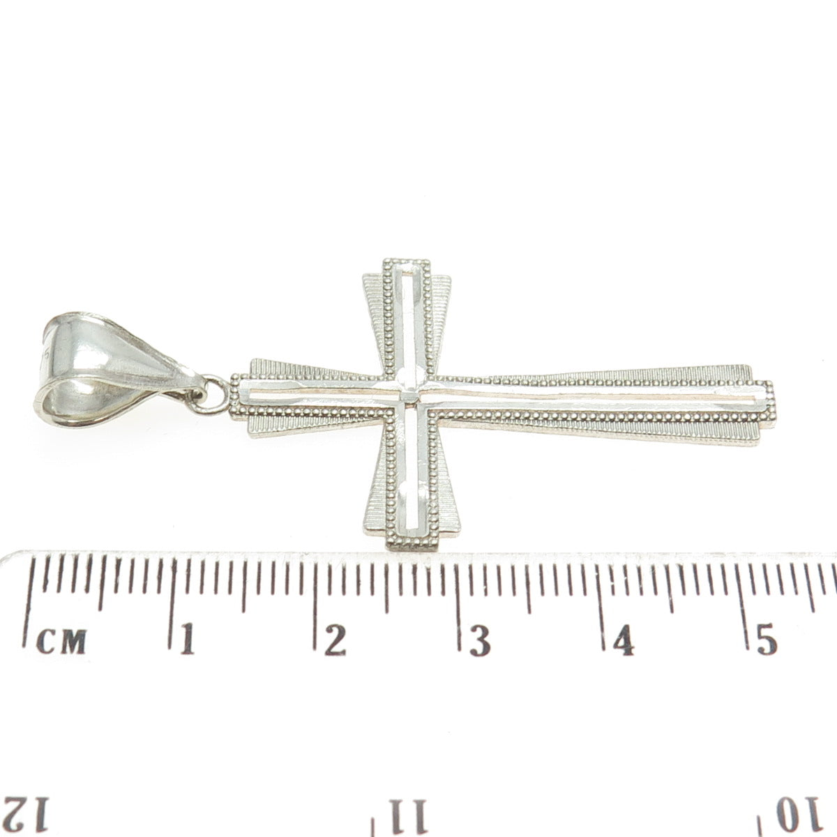 925 Sterling Silver Vintage Beaded Cross Pendant