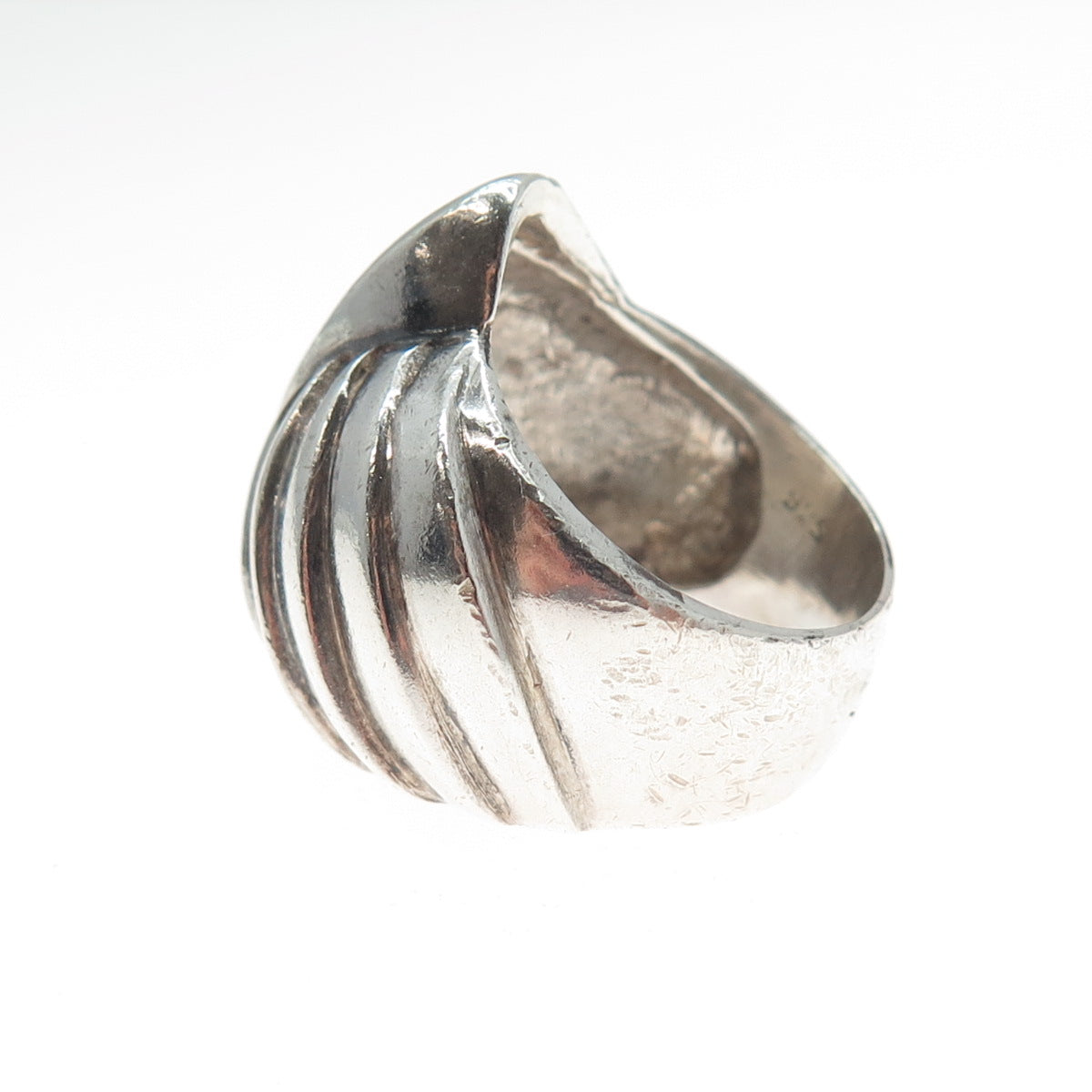 925 Sterling Silver Vintage Modernist Flame Ring Size 6.5
