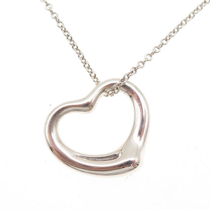 Tiffany & Co. Elsa Peretti Sterling Silver Vintage 22mm Open Heart Necklace 16"
