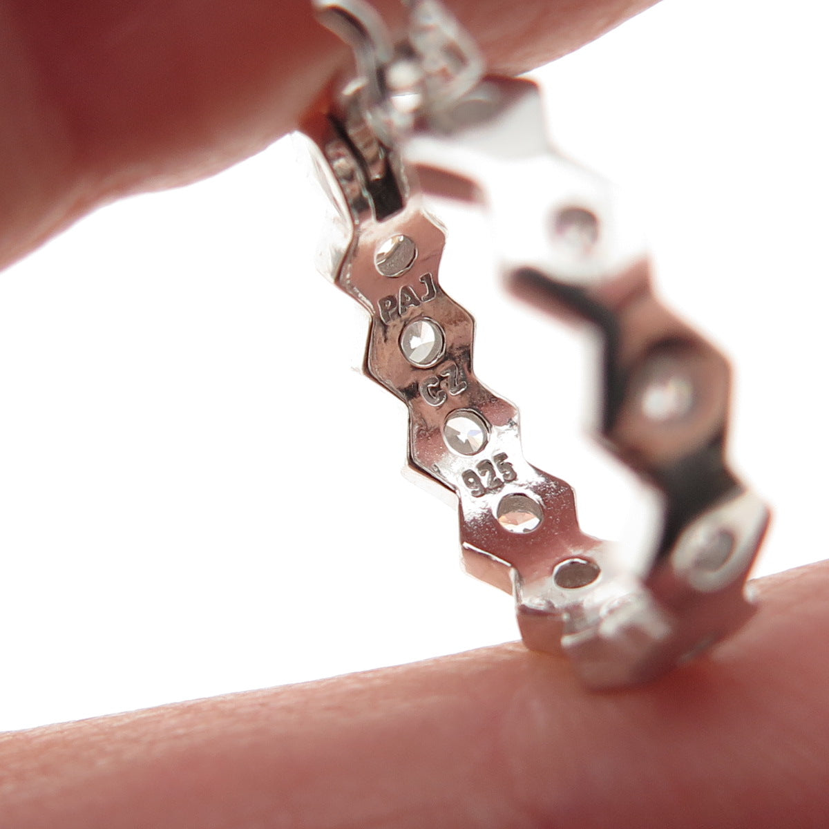 925 Sterling Silver Round-Cut C Z In & Out Hoop Earrings