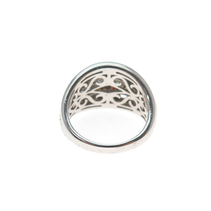 J. STELLA 925 Sterling Silver Real Cognac Diamond Crisscross Ring Size 6.25
