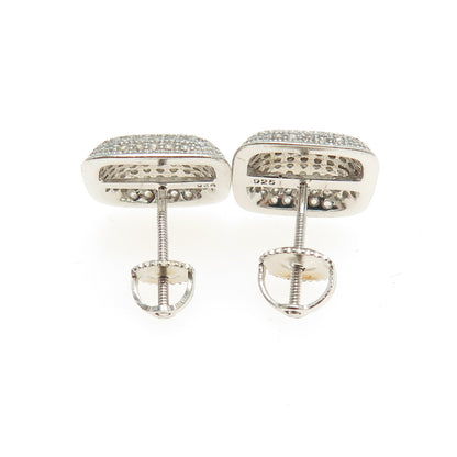 925 Sterling Silver Round-Cut Shaped C Z Stud Earrings