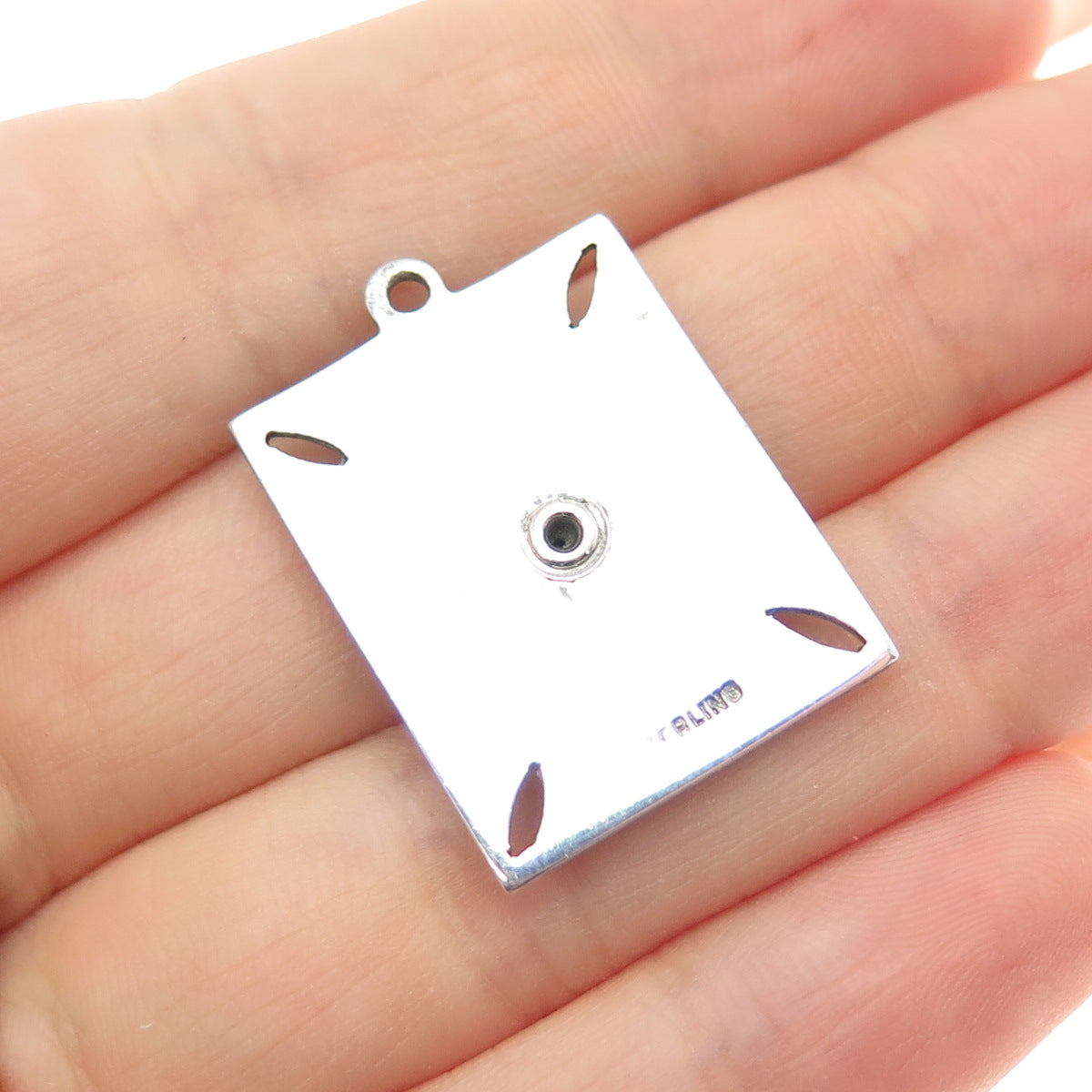 925 Sterling Antique Real MOP Marcasite Star of David Pendant (missing 3 stones)