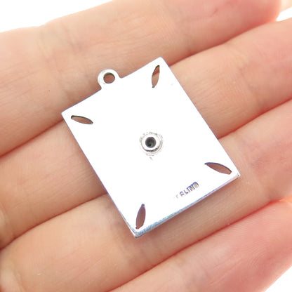 925 Sterling Antique Real MOP Marcasite Star of David Pendant (missing 3 stones)