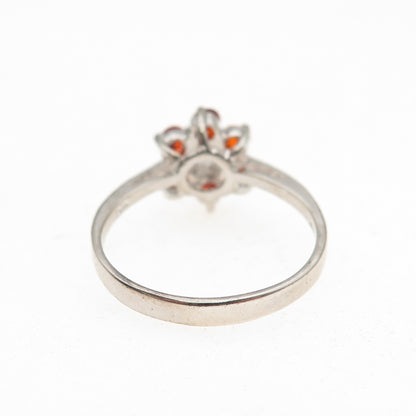 925 Sterling Silver Round-Cut Imperial & White C Z Ring Size 7