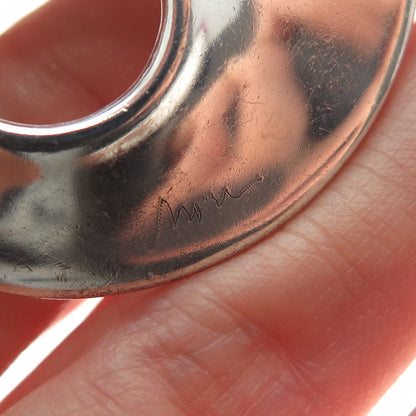 925 Sterling Silver Vintage Modernist Crescent Disc Earrings