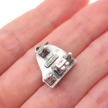 Beau 925 Sterling Silver Vintage Grand Piano Oxidized 3D Open Charm Pendant