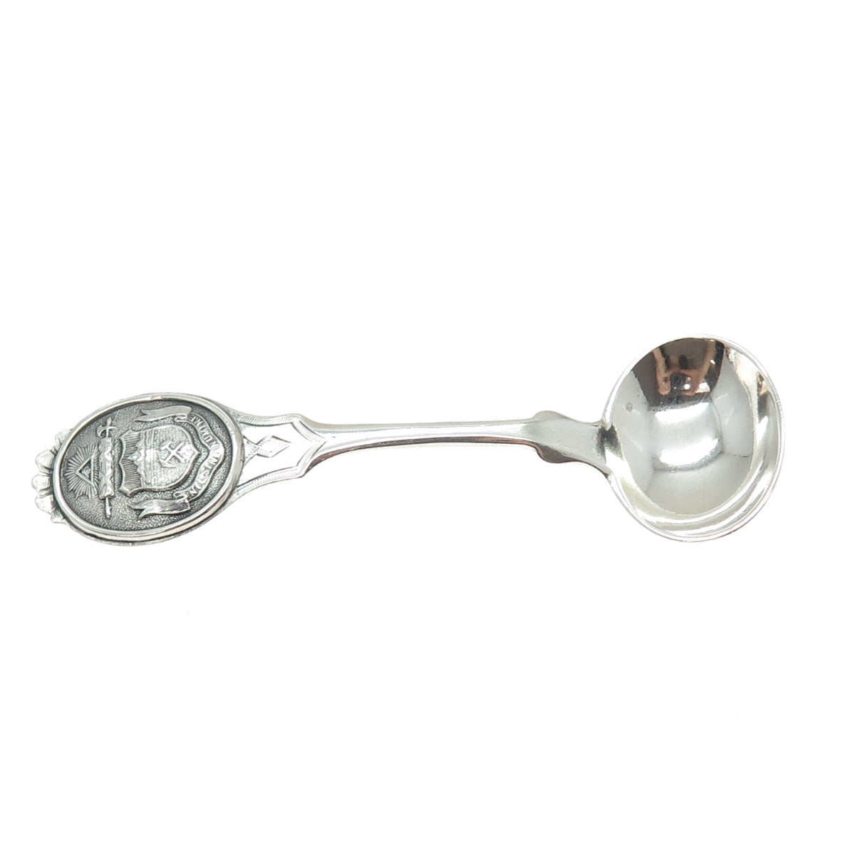 925 Sterling Silver Antique Art Deco Colorado Coat of Arms Salt & Spices Spoon