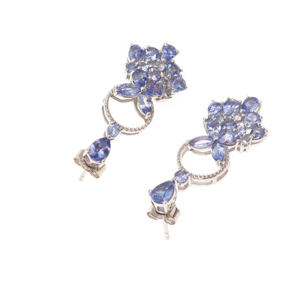 Chuck Clemency 925 Sterling Silver Real Tanzanite Dangle Earrings