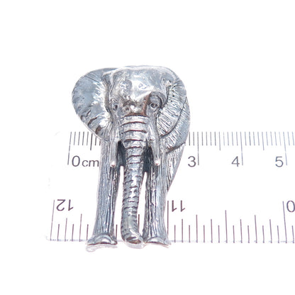 MORNING SUN 925 Sterling Silver Vintage Elephant Oxidized Pin Brooch