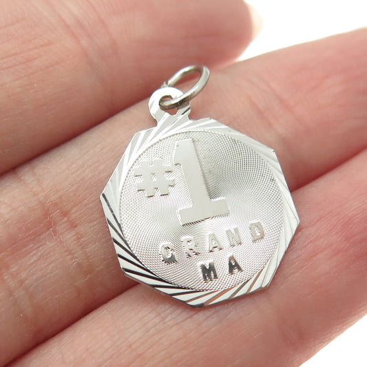 925 Sterling Silver Vintage "No 1 Grandma" Pendant