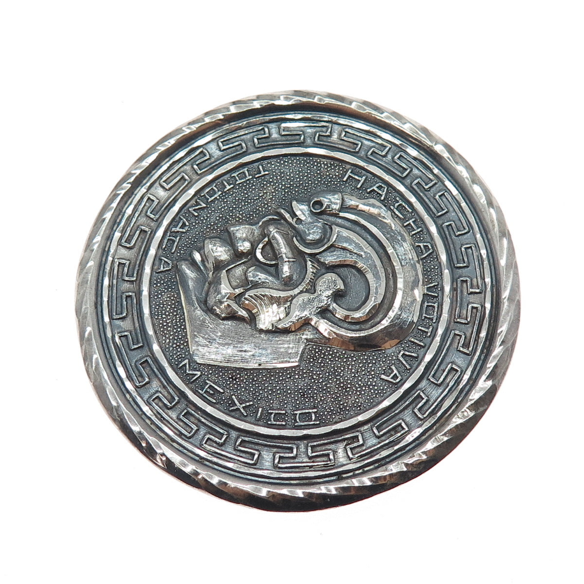 925 Sterling Silver Vintage Mexico Totonac Culture Oxidized Pin Brooch / Pendant