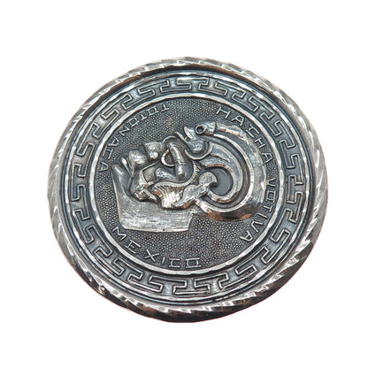 925 Sterling Silver Vintage Mexico Totonac Culture Oxidized Pin Brooch / Pendant