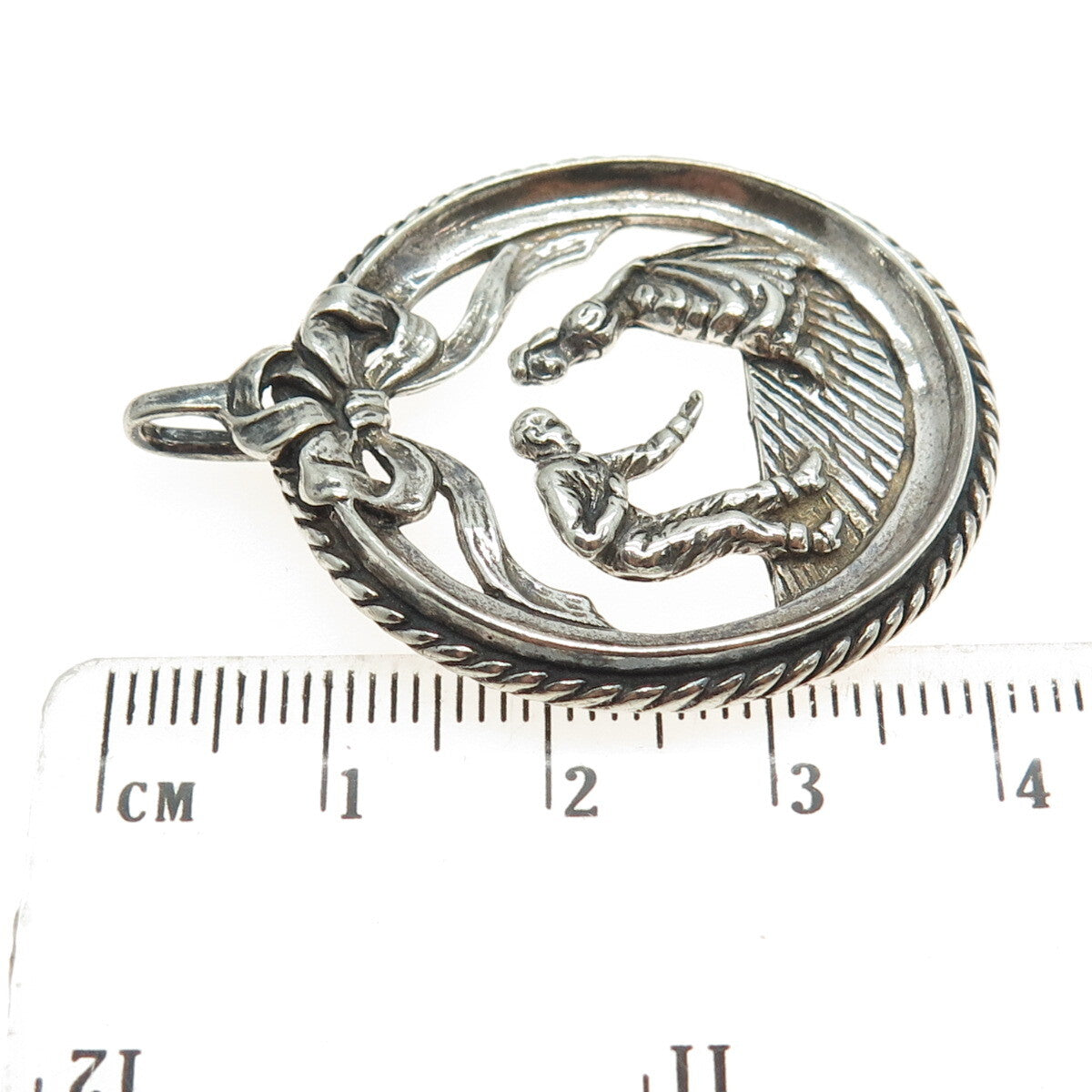 925 Sterling Silver Antique Art Deco Dancing Couple Storyteller Pendant