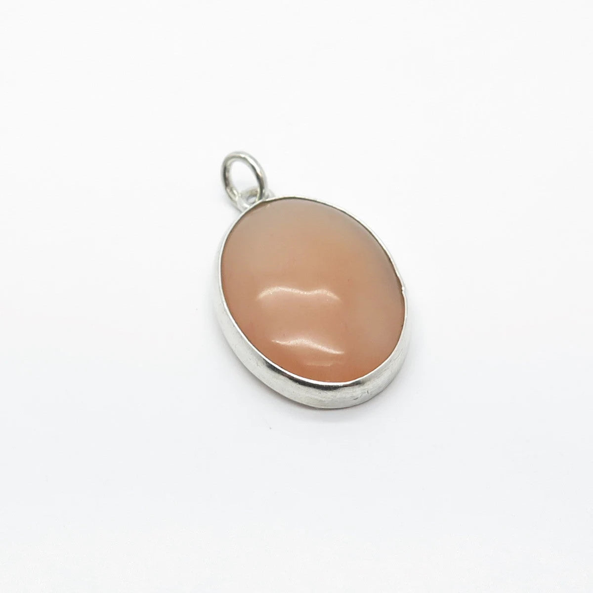 925 Sterling Silver Vintage Real Calcite Gem Oval Pendant