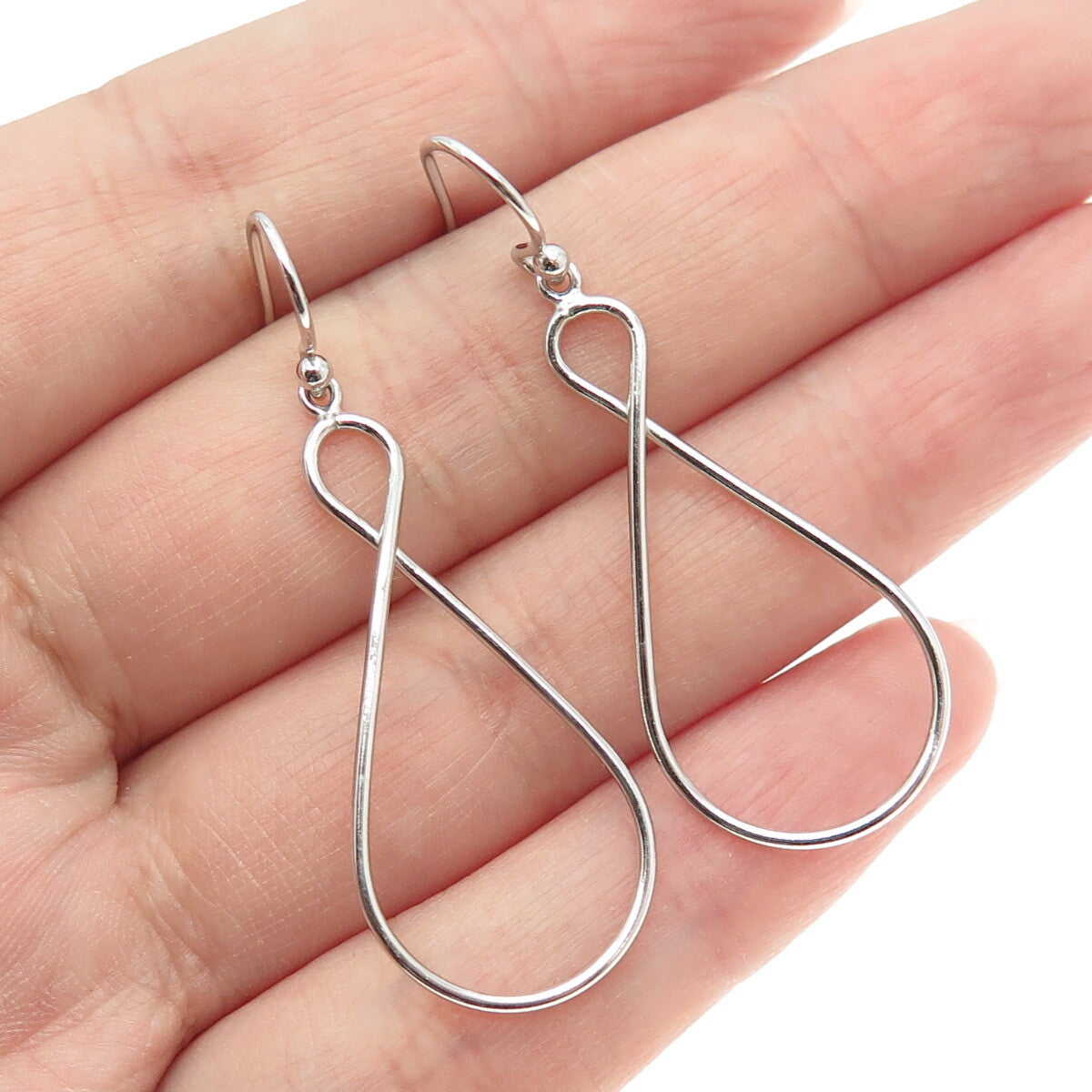 925 Sterling Silver Infinity Modernist Dangle Earrings