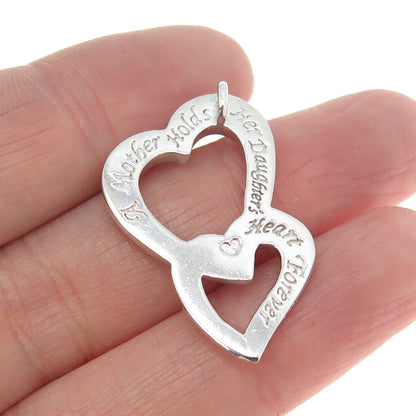 BGE Bradford Sterling Silver Real Diamond Mom & Daughter Forever Heart Pendant