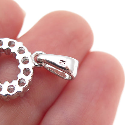 925 Sterling Silver Round-Cut C Z Key Charm Pendant