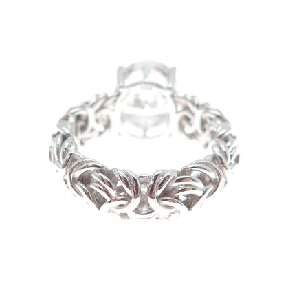 MICHELLE LEE CREATIONS 925 Sterling Silver Oval-Cut C Z Byzantine Ring Size 7.5