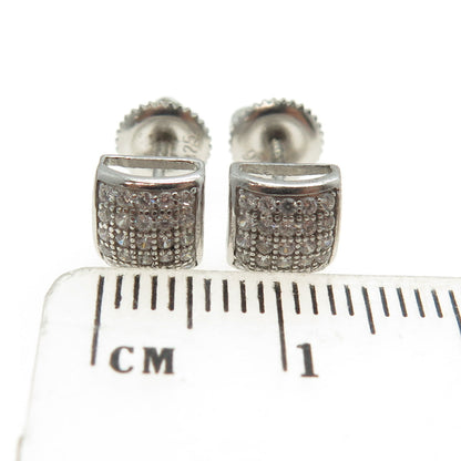 925 Sterling Silver Pave C Z Stud Earrings