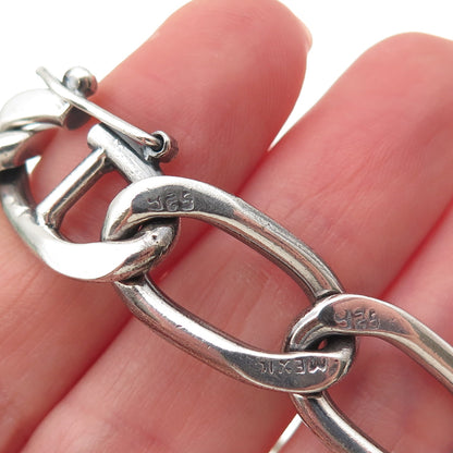 925 Sterling Silver Vintage Mexico Oval Curb Link Bracelet 7.5"