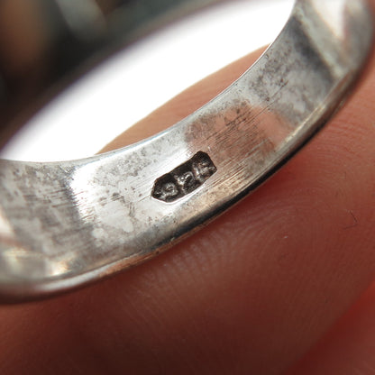 925 Sterling Silver Vintage Modernist Shield Oxidized Ring Size 8