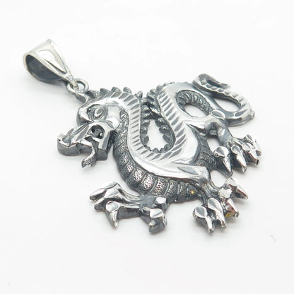 925 Sterling Silver Vintage Chinese Dragon Pendant