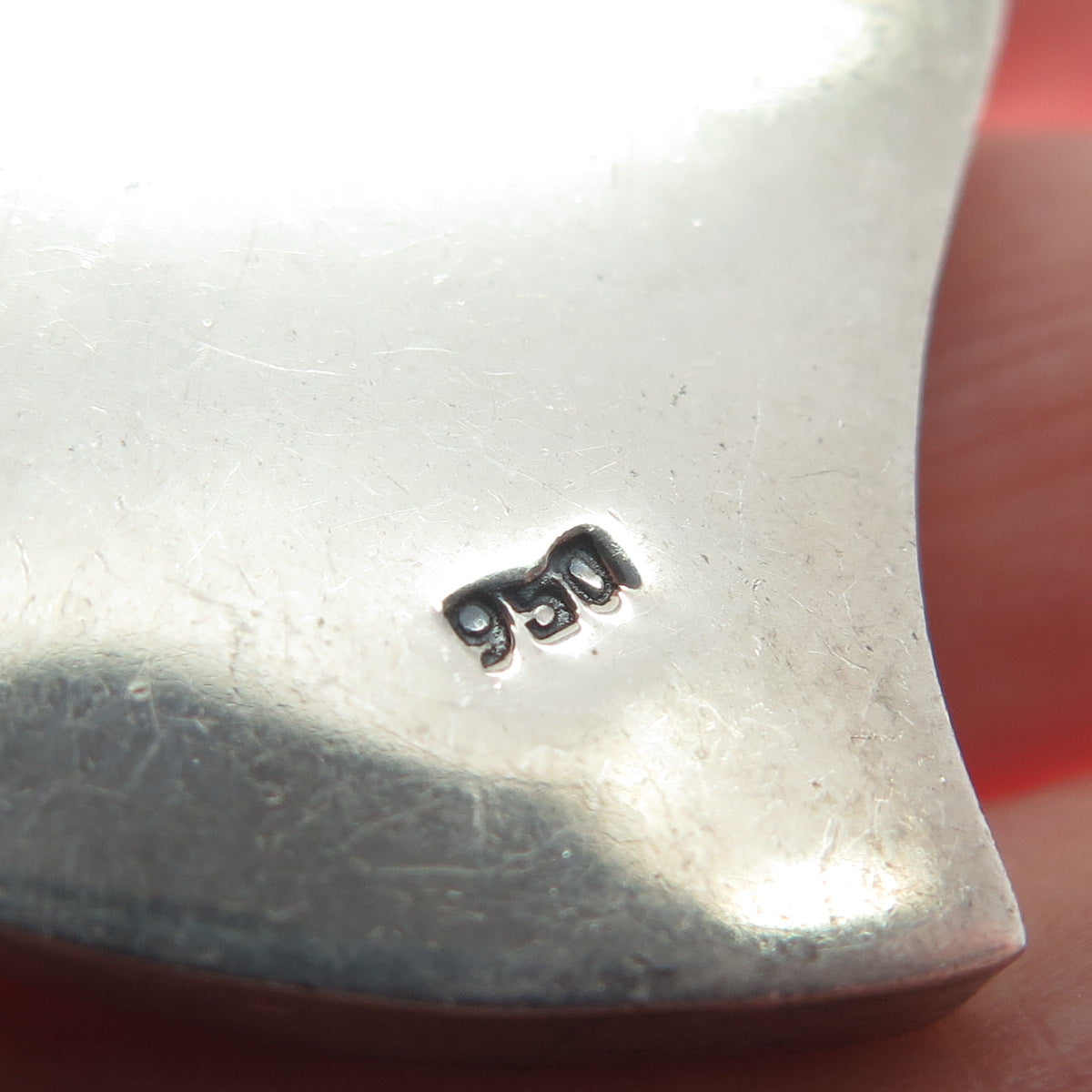 950 Silver Vintage Modernist Crescent Heart Charm Pendant