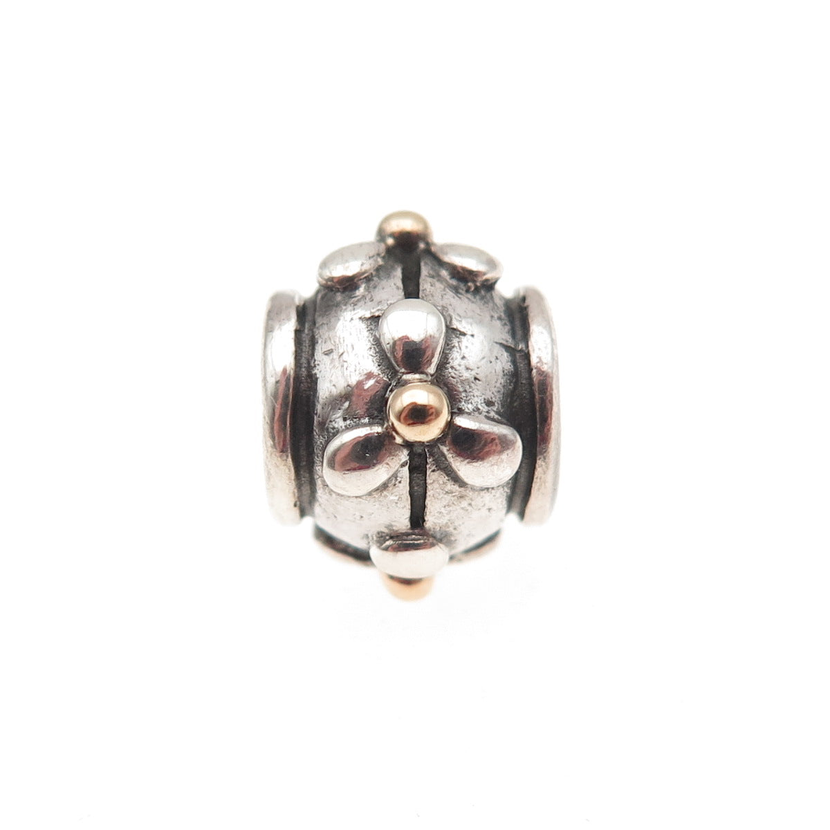 Pandora 925 Sterling Silver & Gold Tivoli Flower Slide Bead Charm