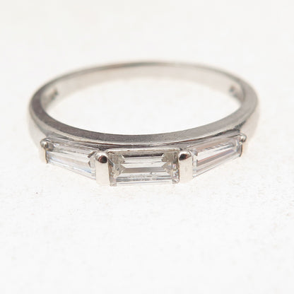 925 Sterling Silver Tapered Baguette-Cut C Z Band Ring Size 10.25
