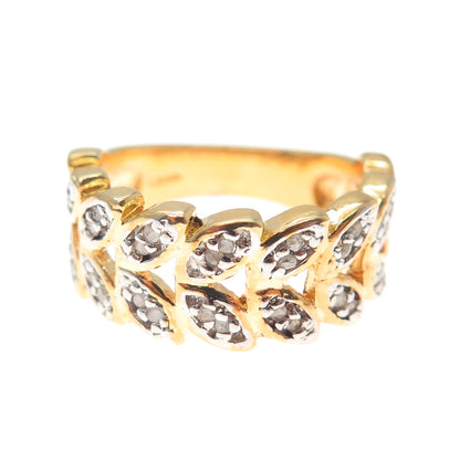 DBJ DEE BERKLE Sterling Silver Gold Plated Real Diamond Laurel Leaf Ring Size 5