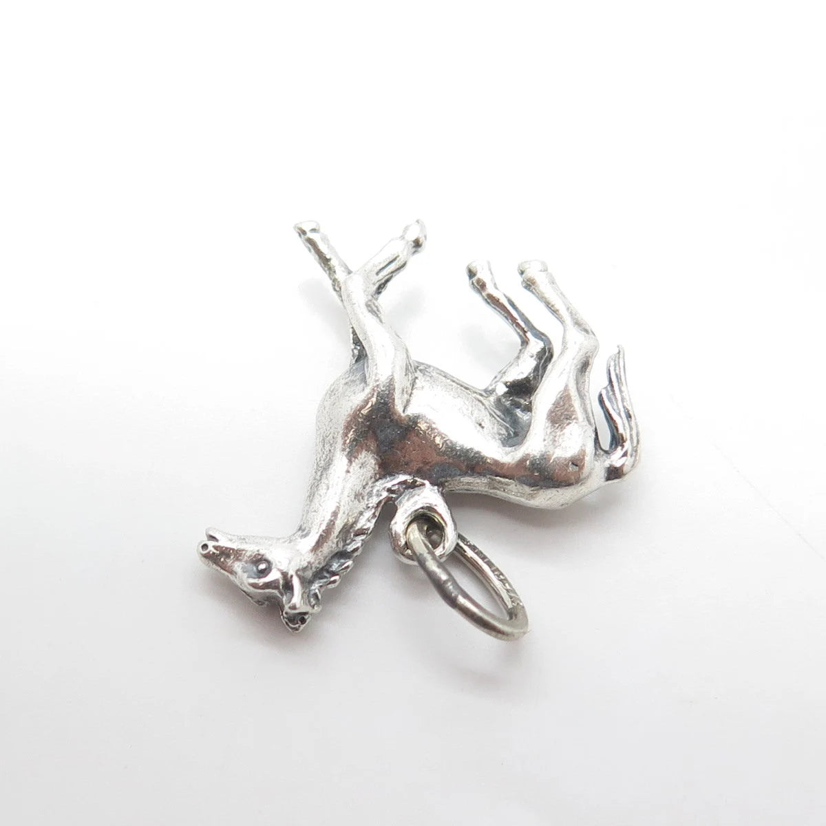 925 Sterling Silver Vintage Trote Y Galope Horse 3D Charm Pendant