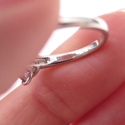 925 Sterling Silver Vintage Real Princess-Cut Amethyst Ring Size 6